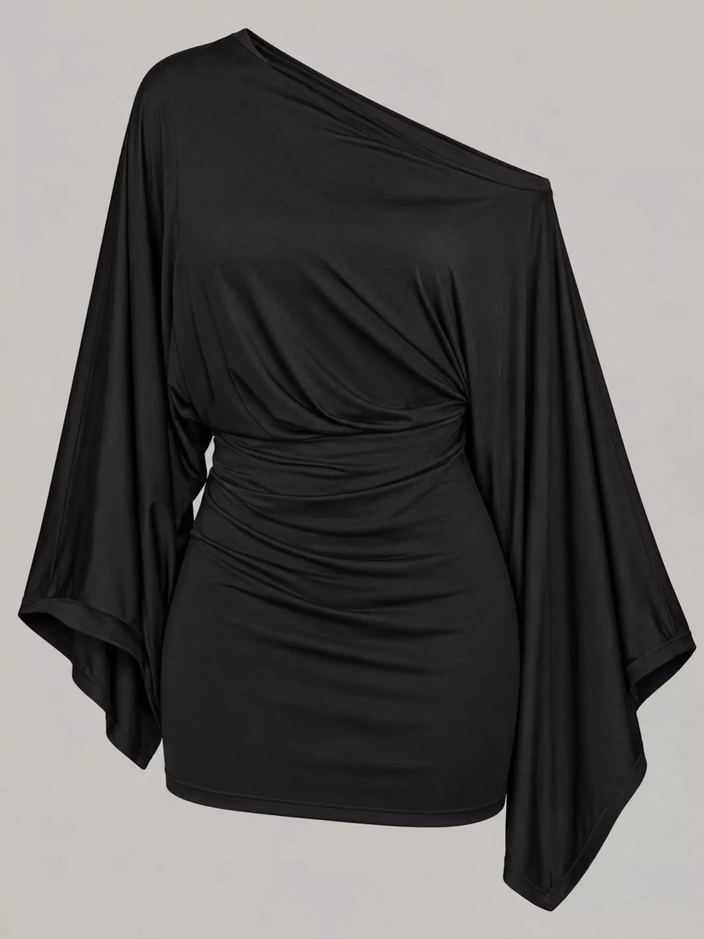 One-Shoulder Draped Bodycon Mini Dress