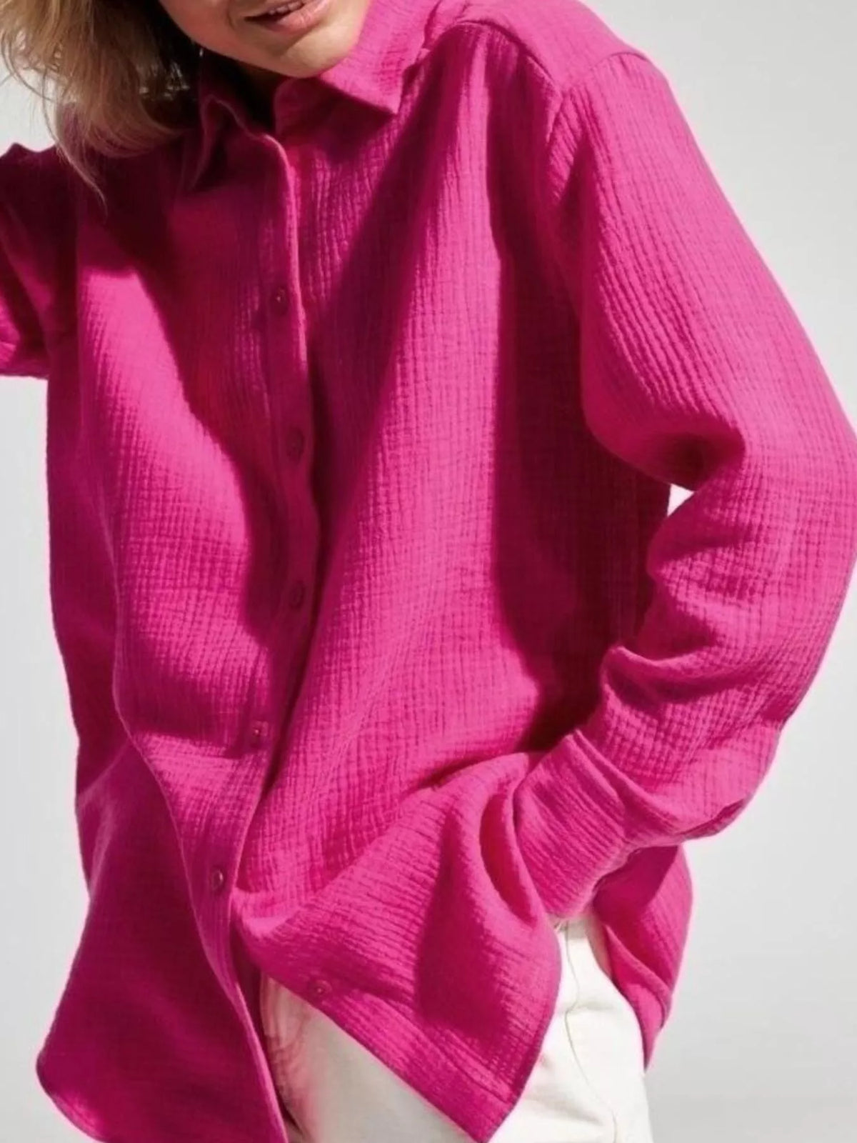 Textured Gauze Button-Down Shirt