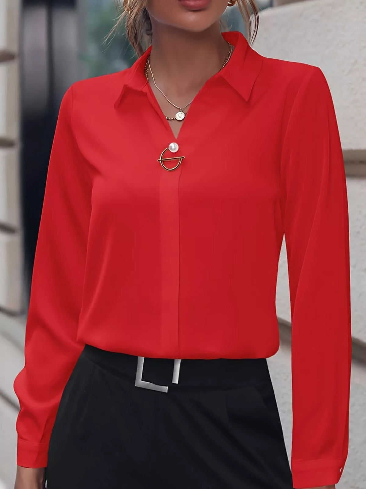 Long Sleeve Satin Blouse