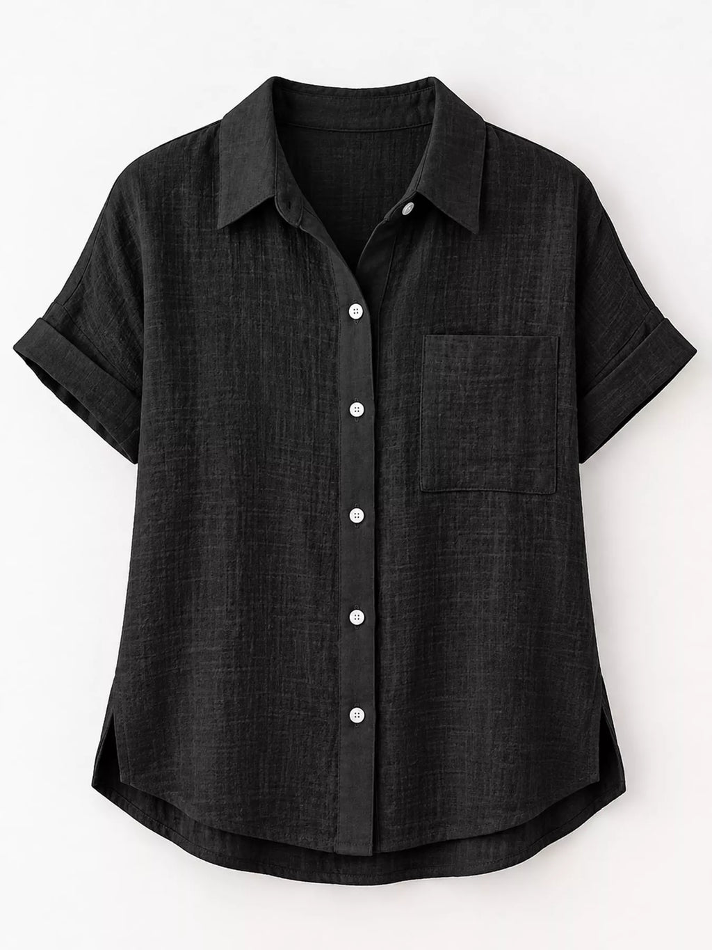 Full Size Button Up Short Sleeve Shirt Plus Size