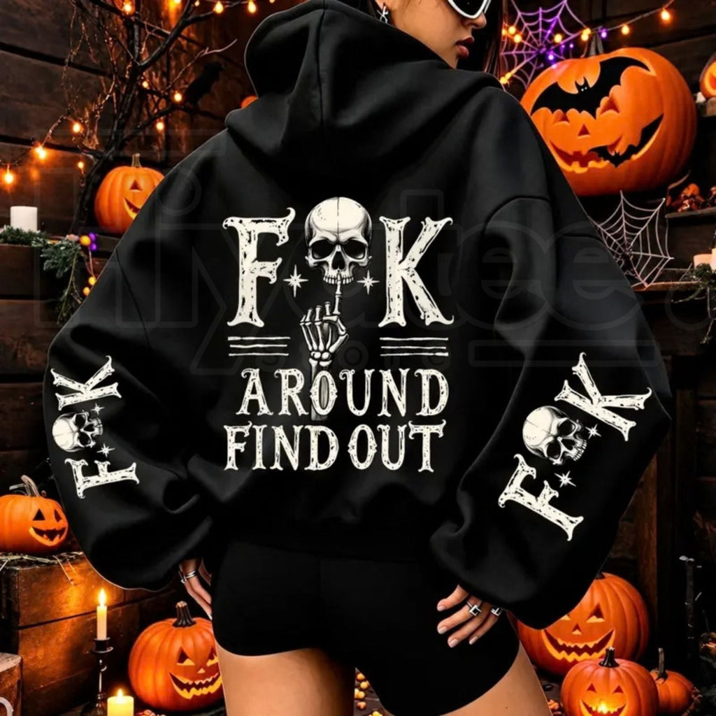 Women’s "Fuck Around And Find Out" Print Oversized Hoodie – Bold Graphic Statement Streetwear Pullover