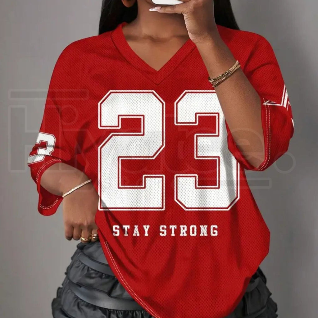 Y2K Retro Mesh Breathable Sports Jersey V-Neck T-Shirt