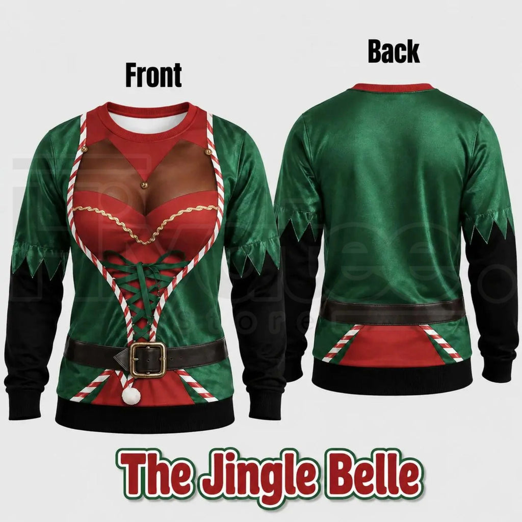 Cheeky Santa Ugly Christmas Sweatshirt – Funny Costume Illusion Crewneck Pullover, Novelty White Elephant Gag Gift