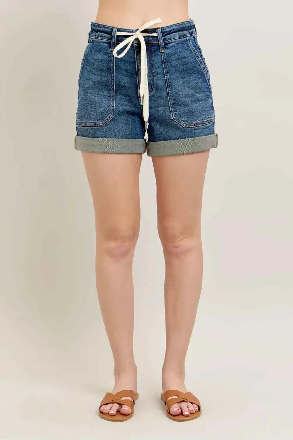 High Rise Cuff Denim Shorts – Plus Size