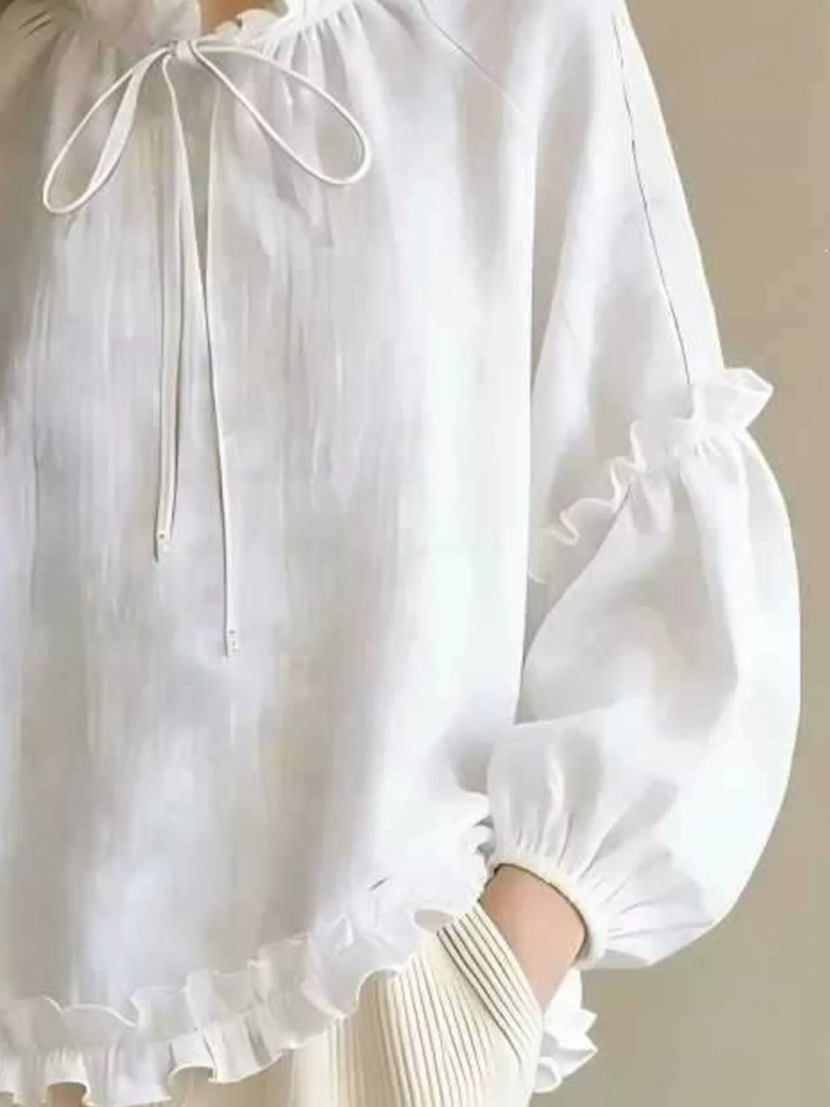Frill Balloon Sleeve Blouse