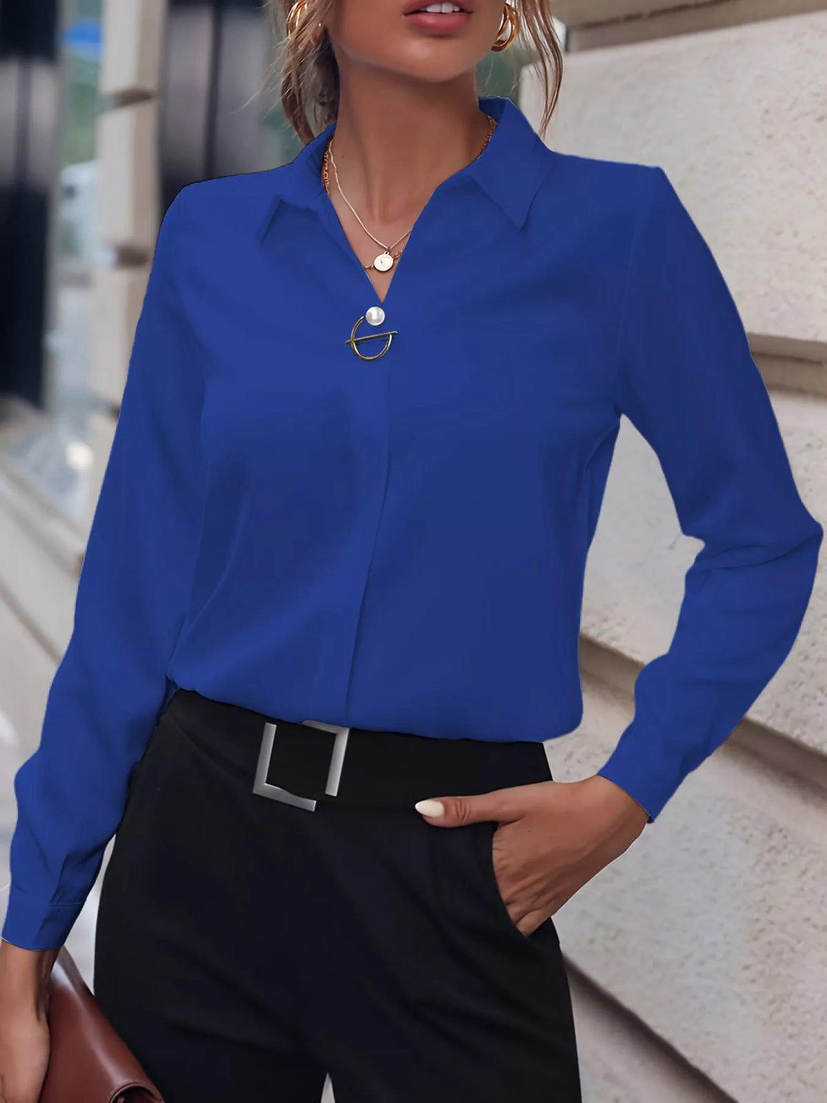 Long Sleeve Satin Blouse