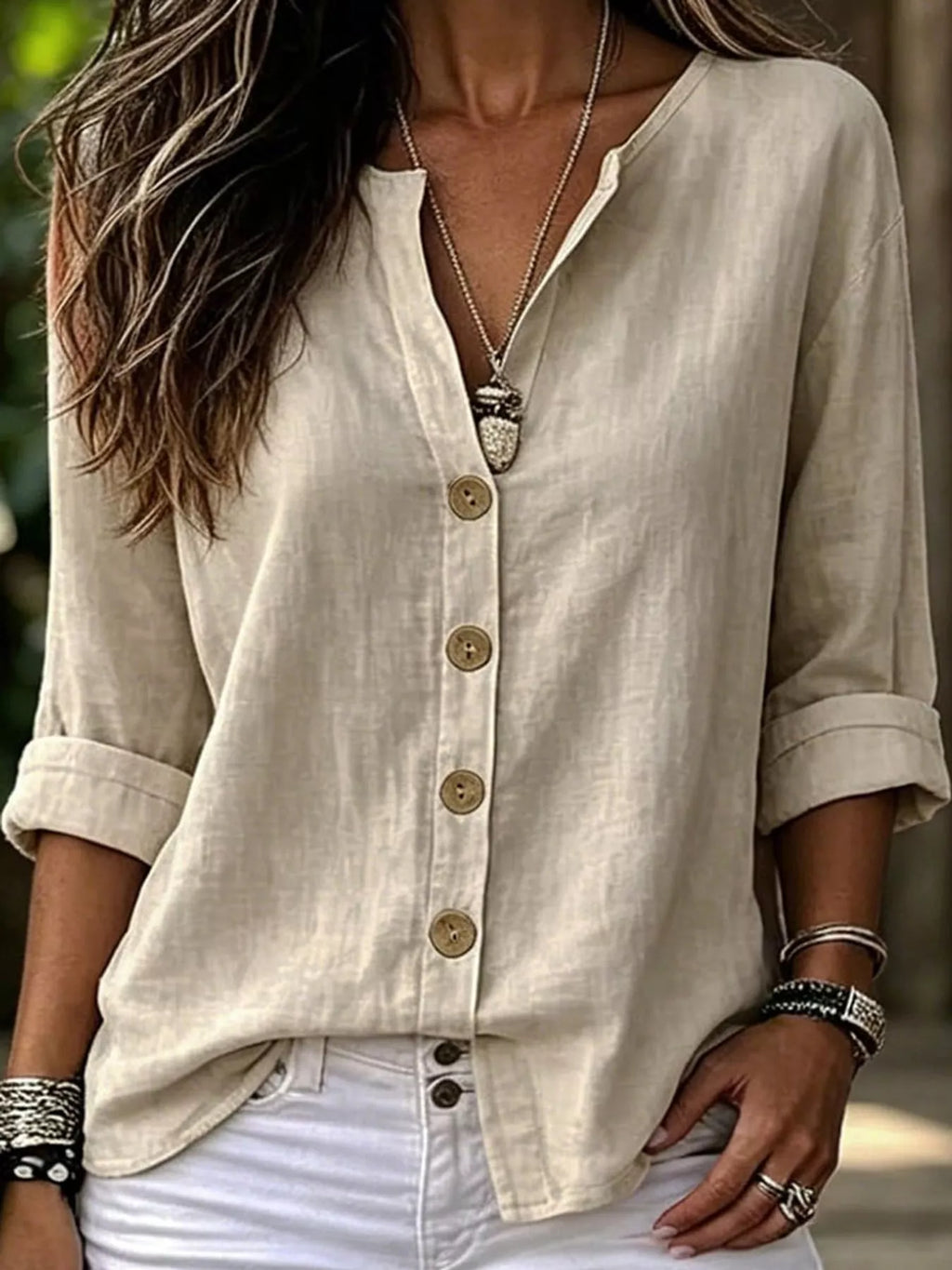 Notched Button Down Shirt