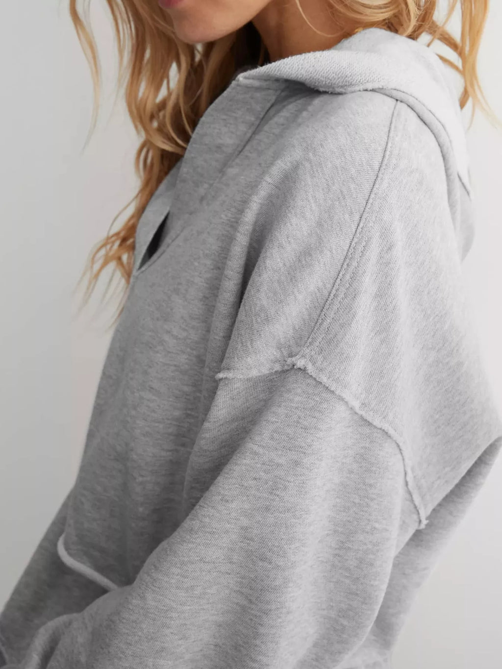 Dropped Shoulder Cropped Hoodie