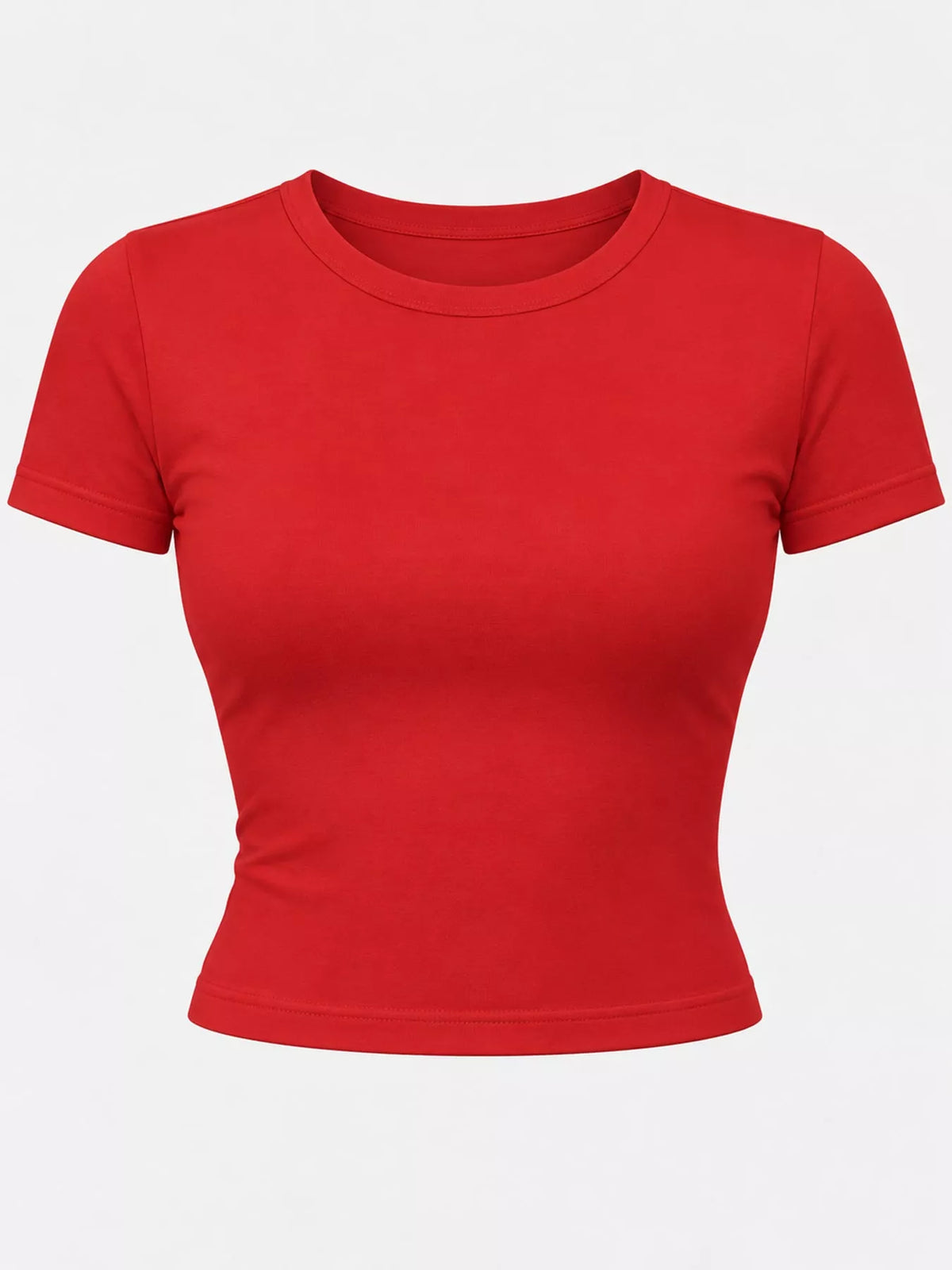 Slim Fit Basic Crew Neck Short Sleeve Crop T-Shirt