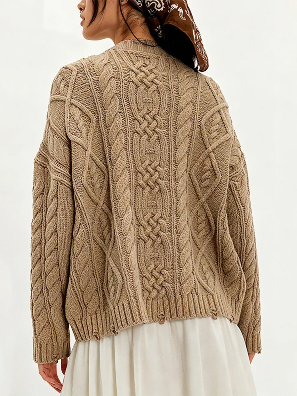 Cable-Knit Sweater with Front Pockets