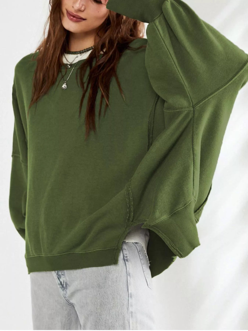 Oversized Relaxed Fit Crew Neck Sweatshirt