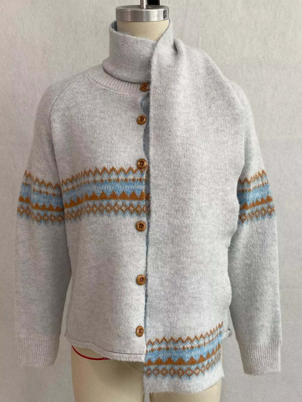 Geometric Button Down Knit Cardigan