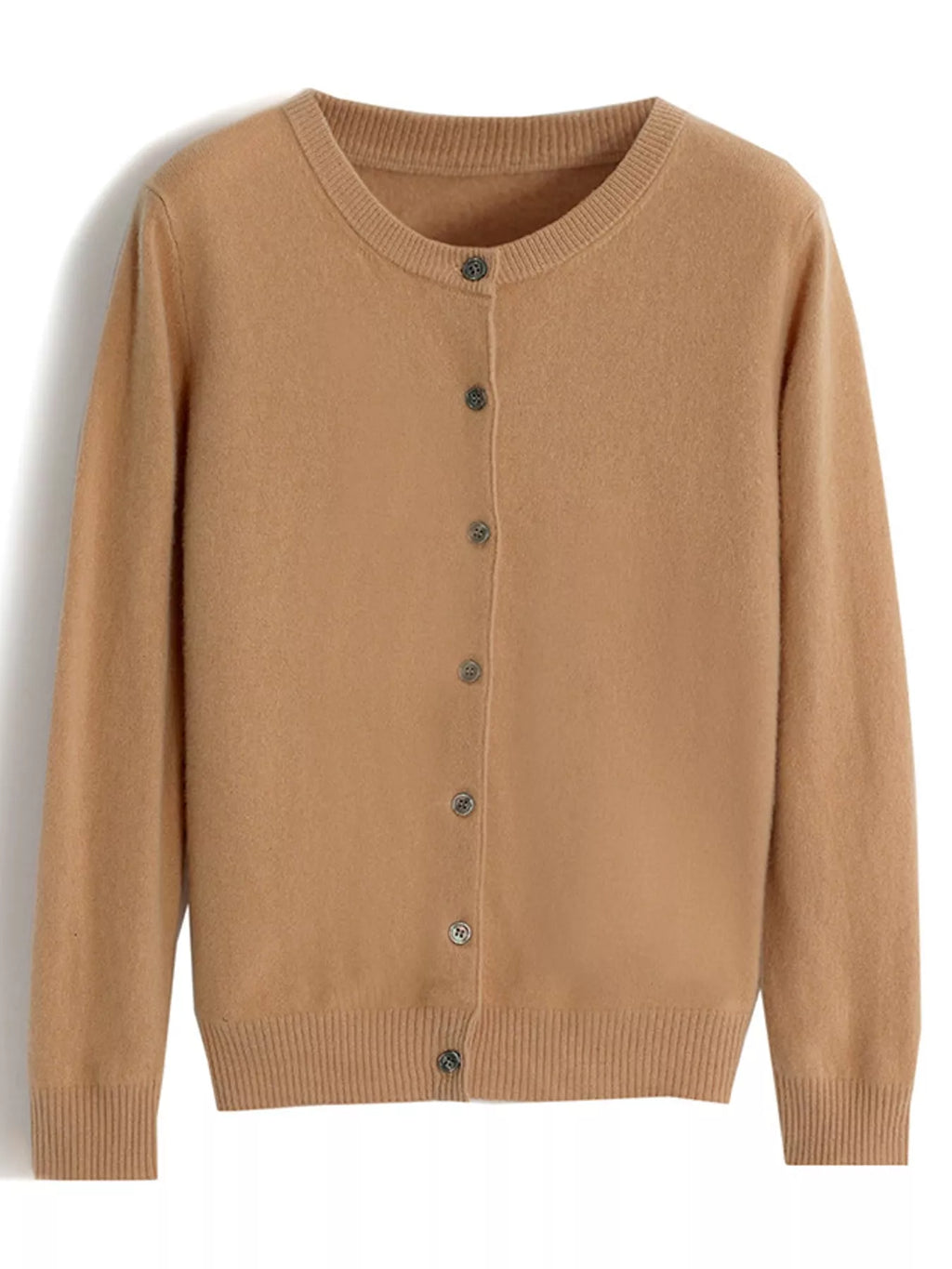 Crew-Neck Button-Down Cardigan