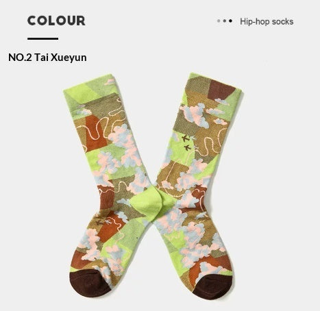 French Creative Socks Illustration Art Socks For Men And Women Couples