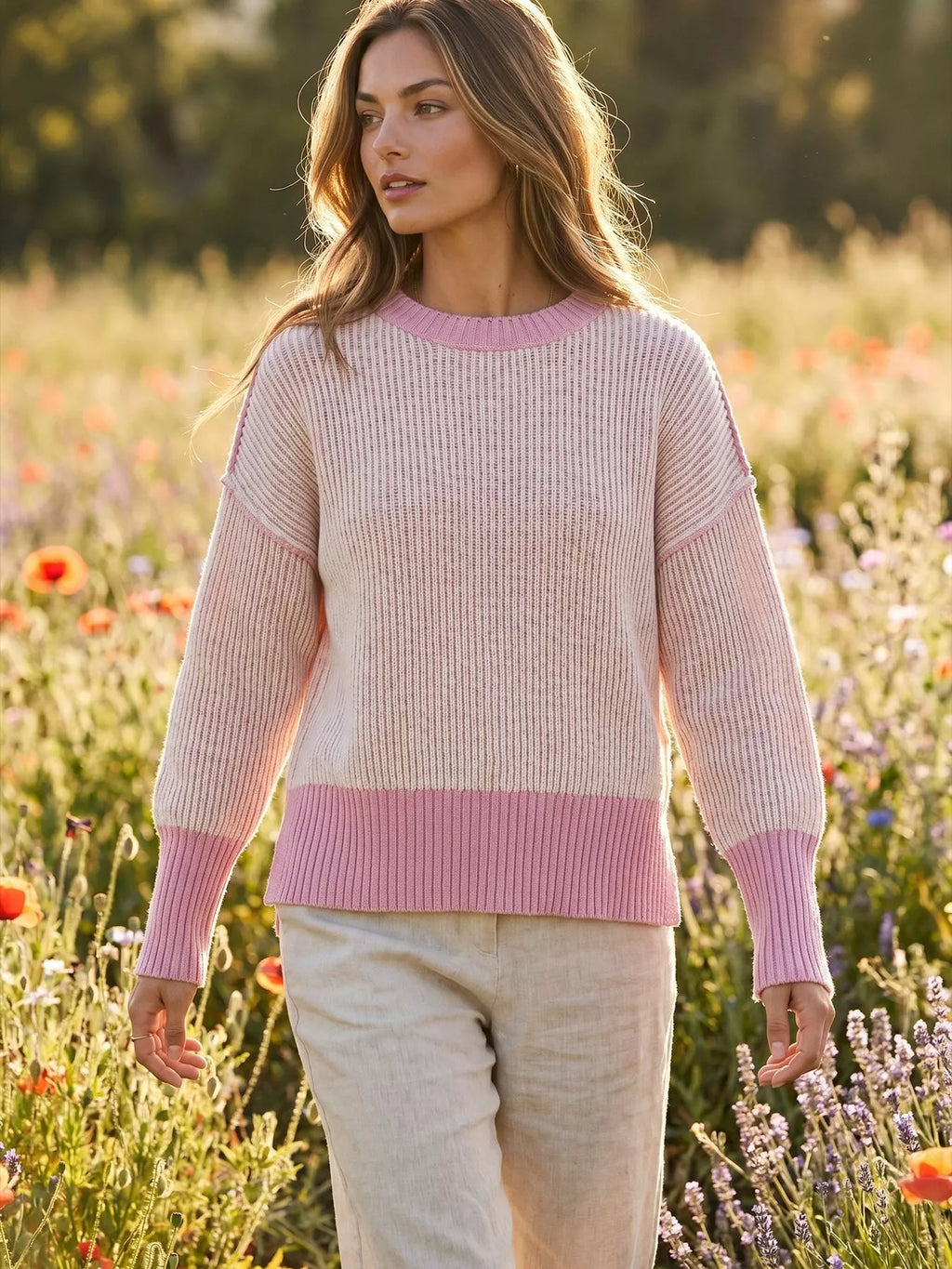 Ribbed Knit Side Slit Sweater