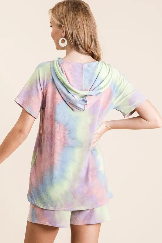 BiBi Tie Dye Terry Hoodie with Drawstring
