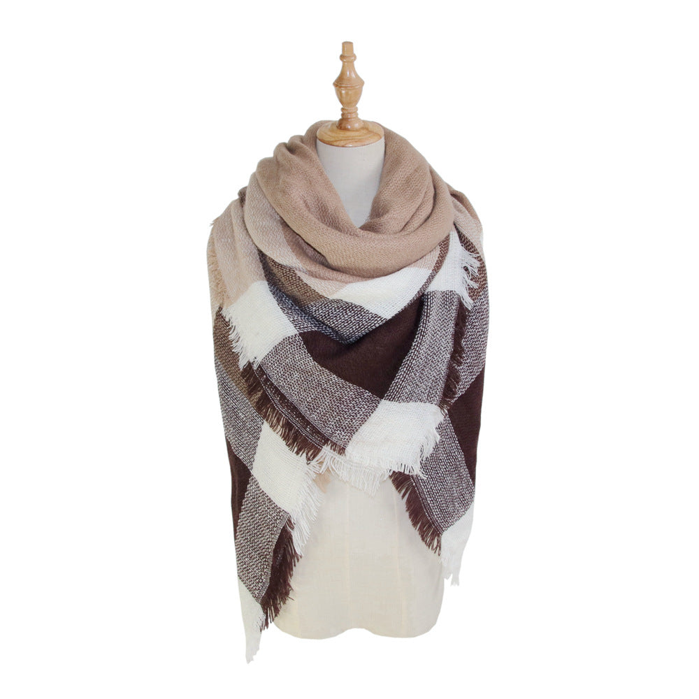 Plaid-print Versatile Neck Scarf Shawl