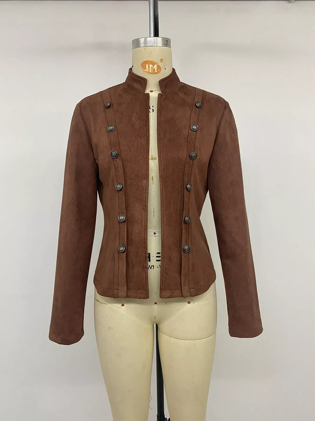 Vintage Stand Collar Cropped Jacket