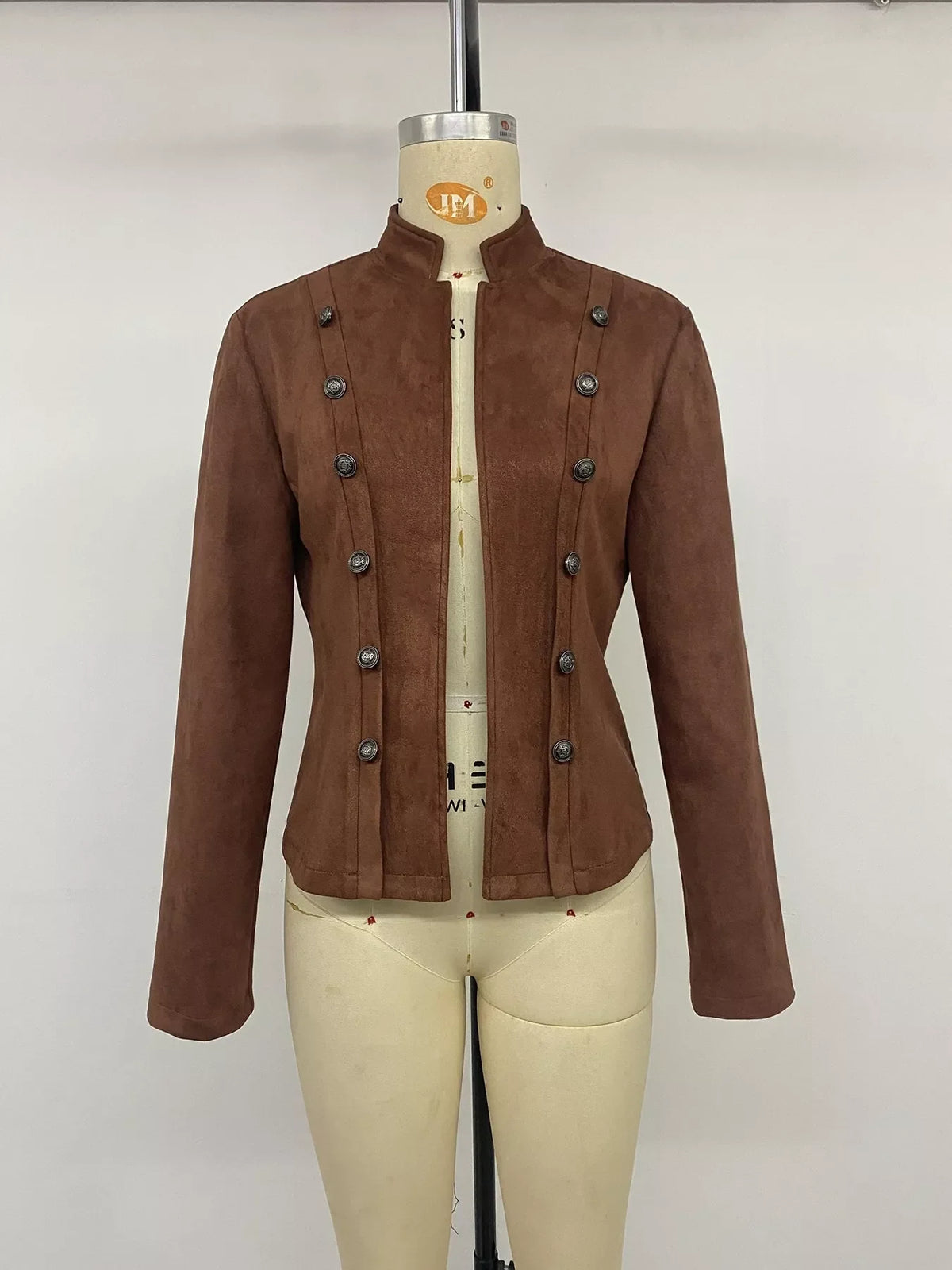 Vintage Stand Collar Cropped Jacket