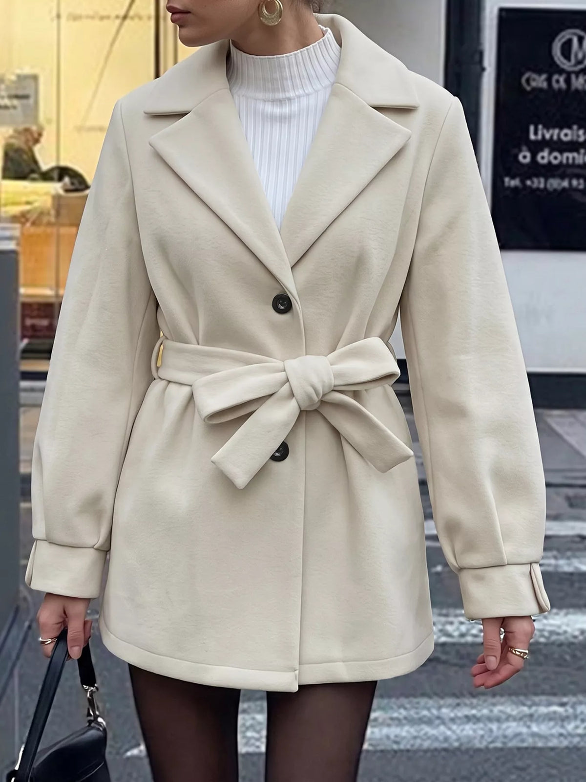 Lapel Collar Button Up Outerwear