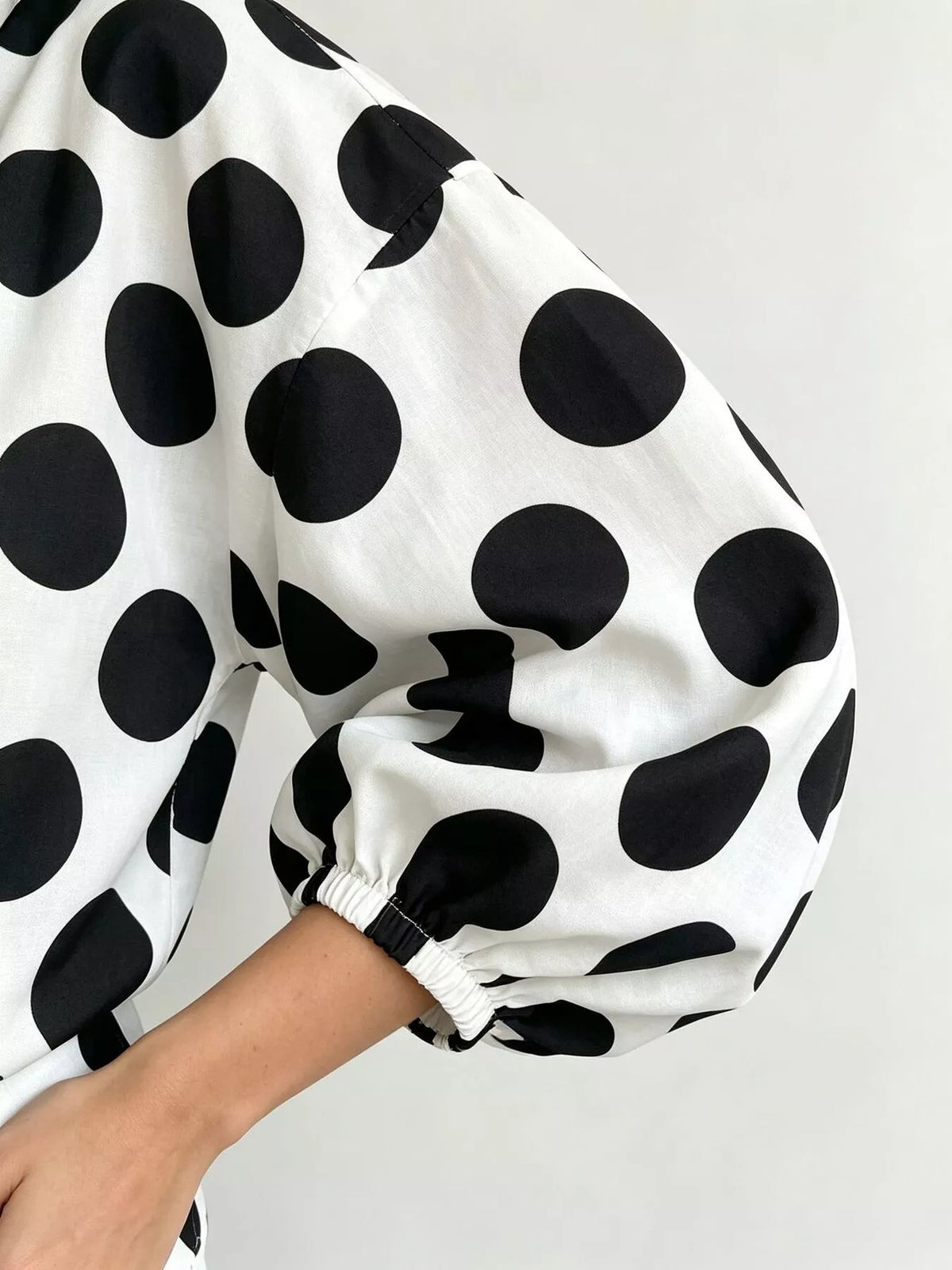 Polka Dot Puff Sleeve Shirt