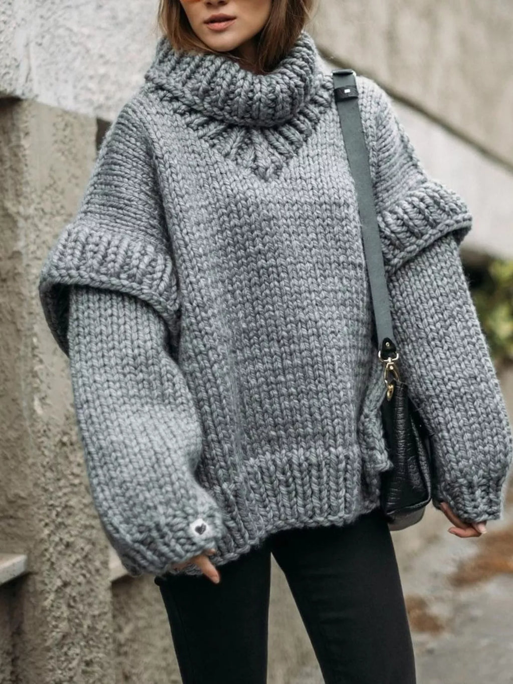 Oversized Chunky Knit Turtleneck Sweater