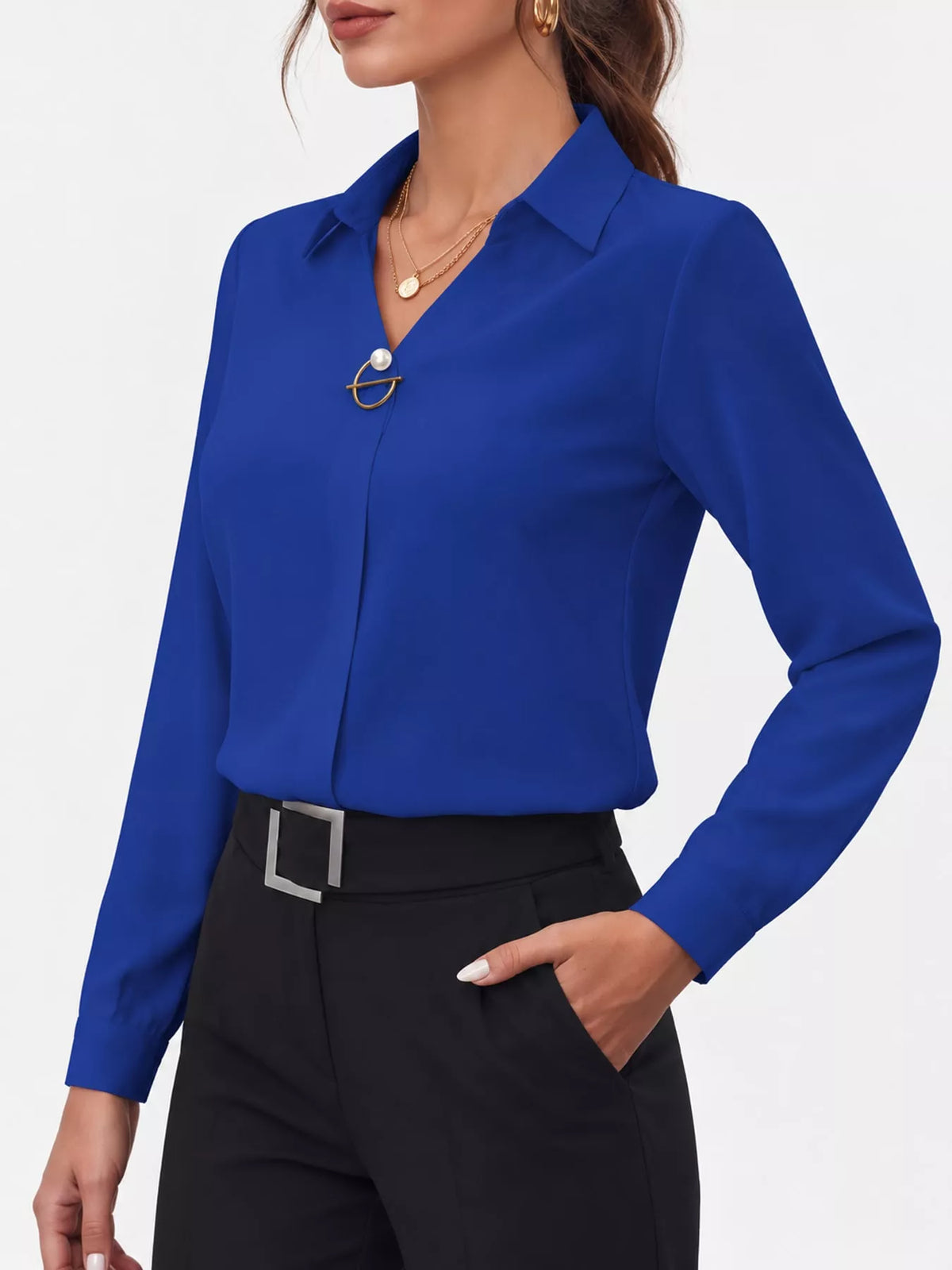 Long Sleeve Satin Blouse