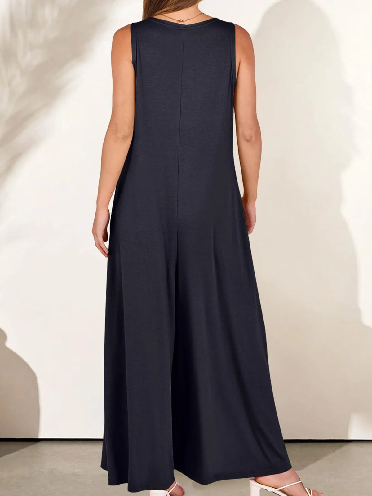 Sleeveless V-Neck Jumpsuit with Pockets