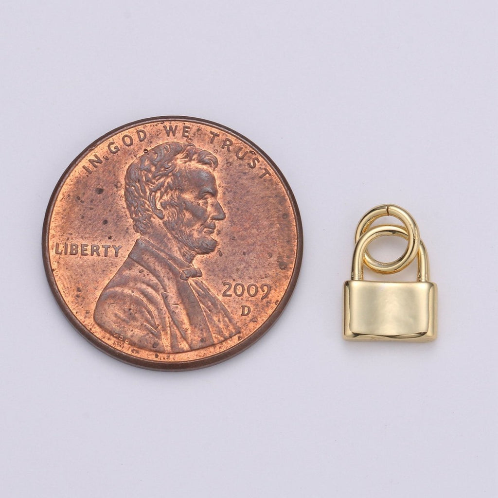 7X10mm Mini Lock Charm in 24K Gold Filled lock charm for earring bracelet necklace, Small Dainty Gold Padlock Charm, Silver Lock Jewelry | D-670, D-671