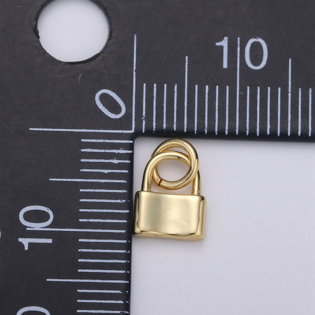 7X10mm Mini Lock Charm in 24K Gold Filled lock charm for earring bracelet necklace, Small Dainty Gold Padlock Charm, Silver Lock Jewelry | D-670, D-671