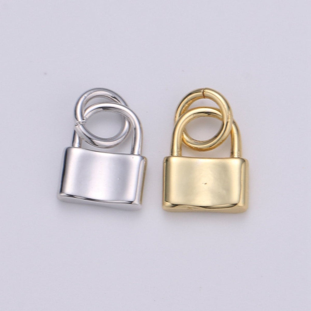 7X10mm Mini Lock Charm in 24K Gold Filled lock charm for earring bracelet necklace, Small Dainty Gold Padlock Charm, Silver Lock Jewelry | D-670, D-671