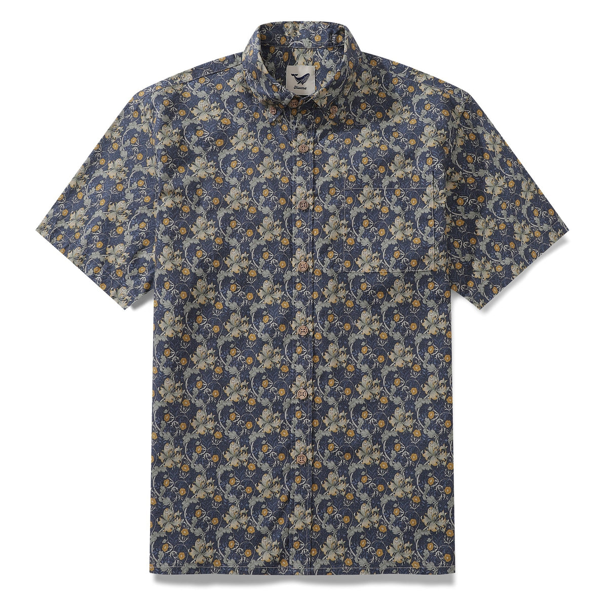 Men's Hawaiian Shirt Vintage Floral Print Cotton Button-down Short Sleeve Aloha Shirt By Sherry