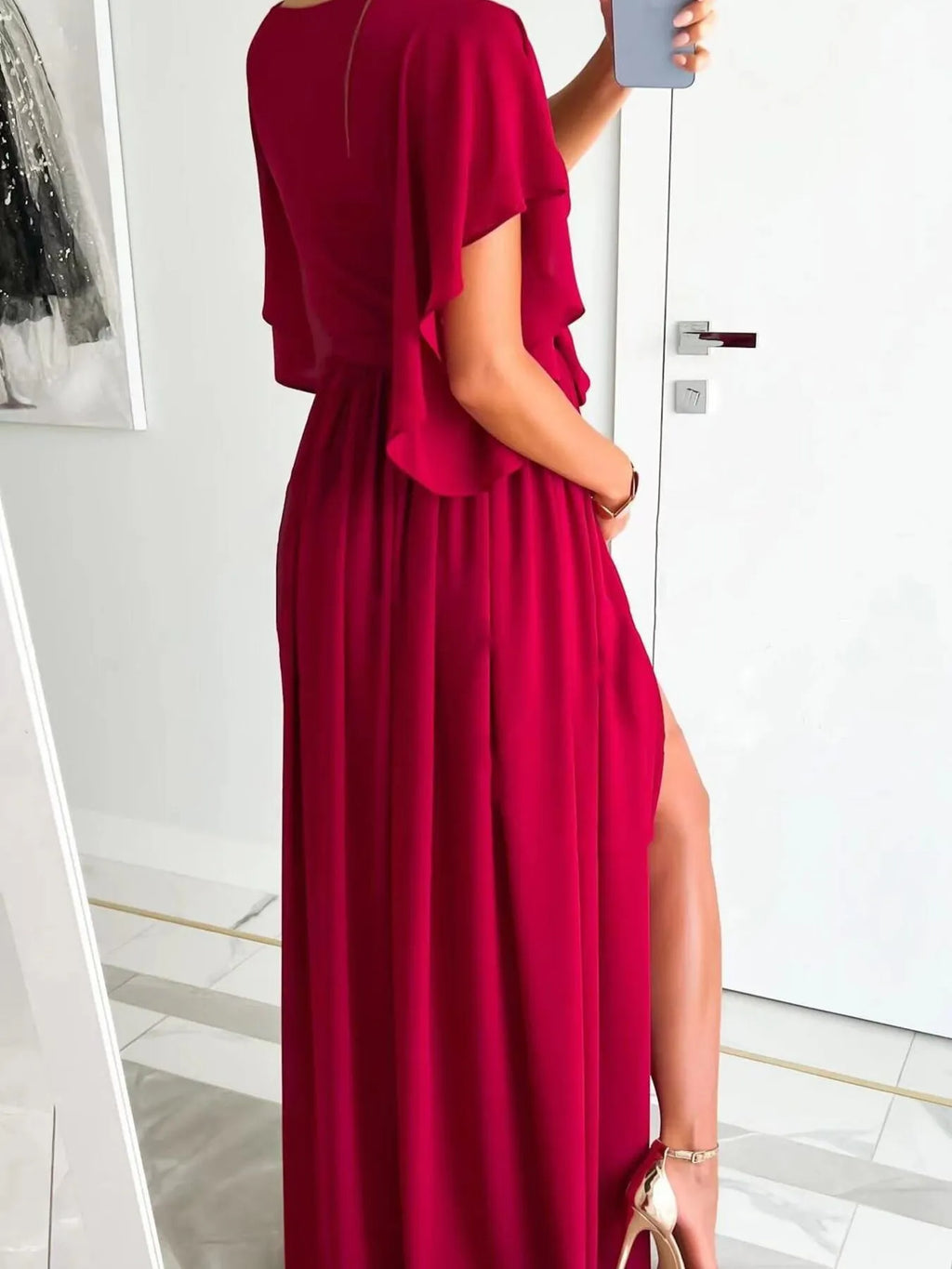 Flutter Sleeve Surplice Tie Waist Dress