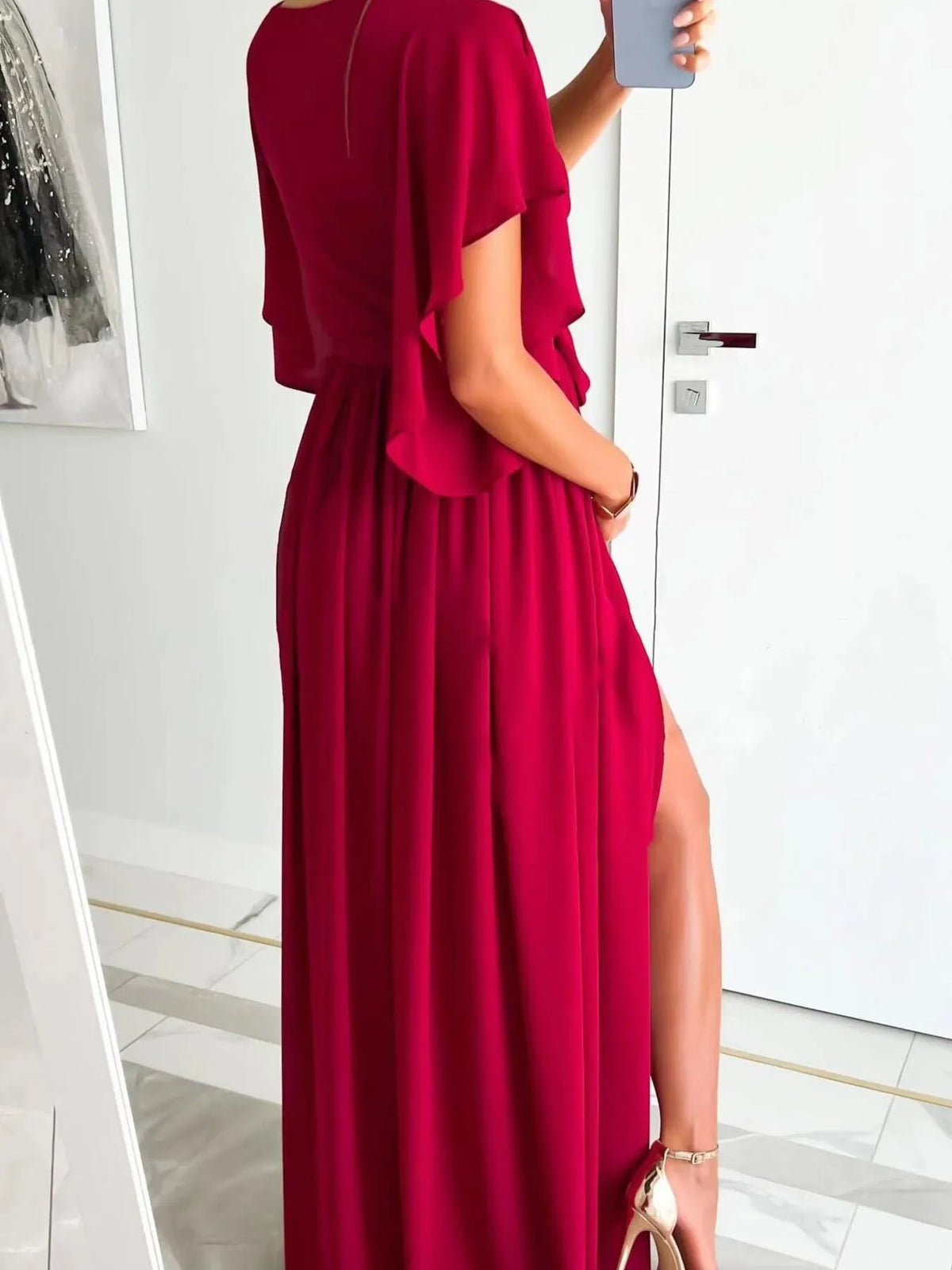 Flutter Sleeve Surplice Tie Waist Dress