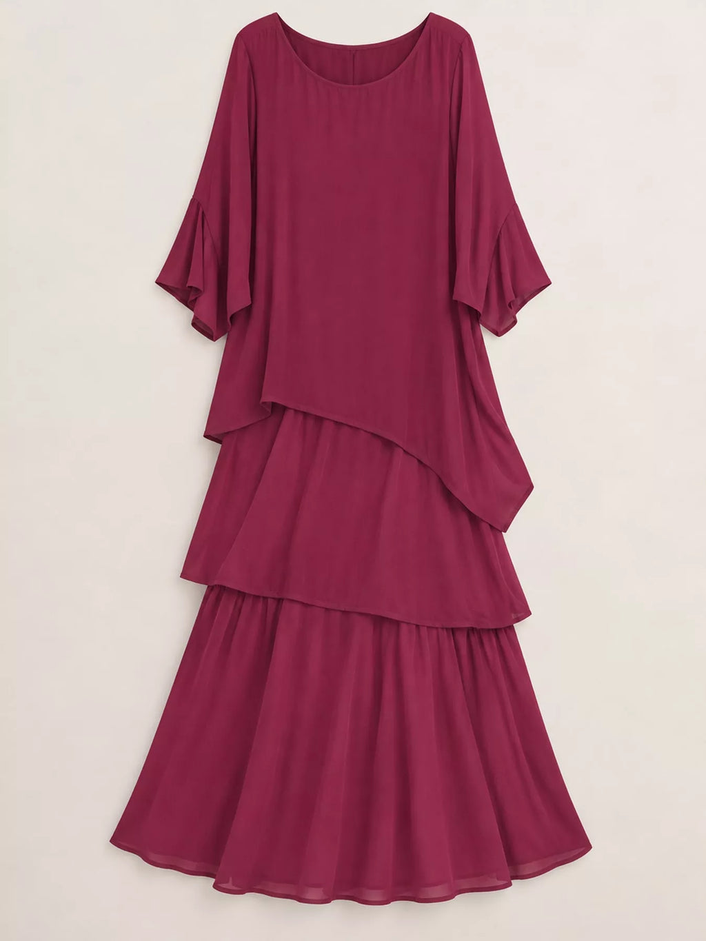 Full Size Layered Batwing Sleeve Maxi Dress Plus Size