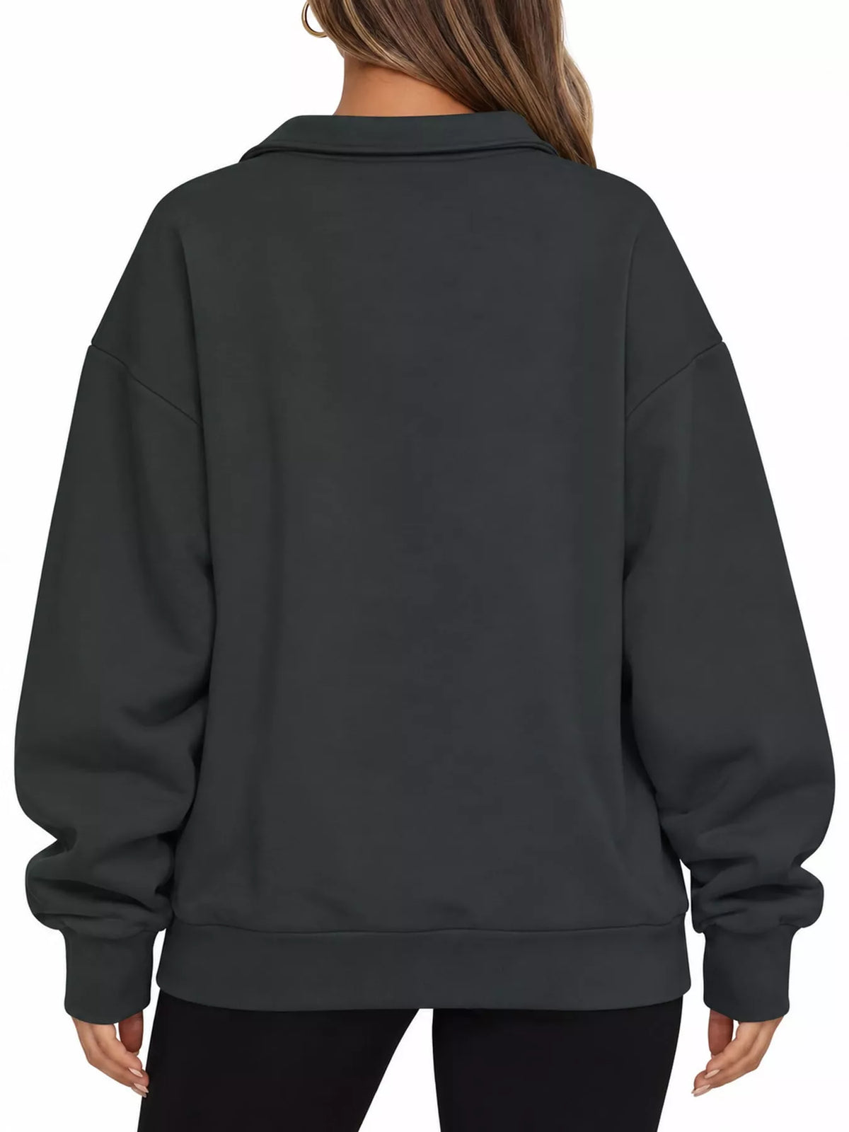 Full Size Quarter-Zip Dropped Shoulder Sweatshirt Plus Size