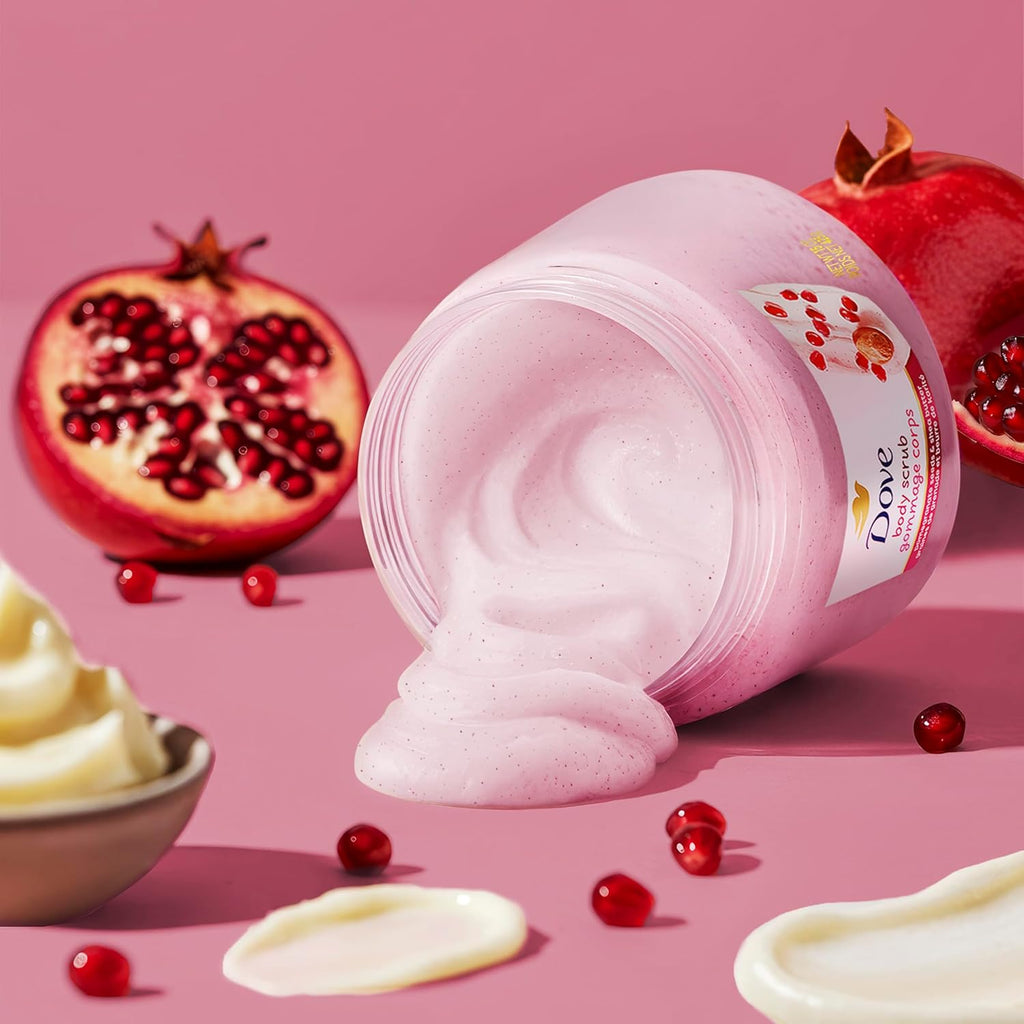 Dove Pomegranate & Shea Butter Body Scrub Exfoliates and Deeply Nourishes for Smooth, Radiant Skin 15 oz
