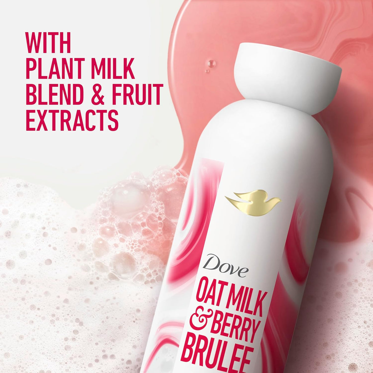 Dove Plant Milk Cleansing Body Wash Oat Milk & Berry Brulee for Moisturized Skin Gentle Cleanser, No Sulfate or Parabens, pH balanced 17.5 fl oz