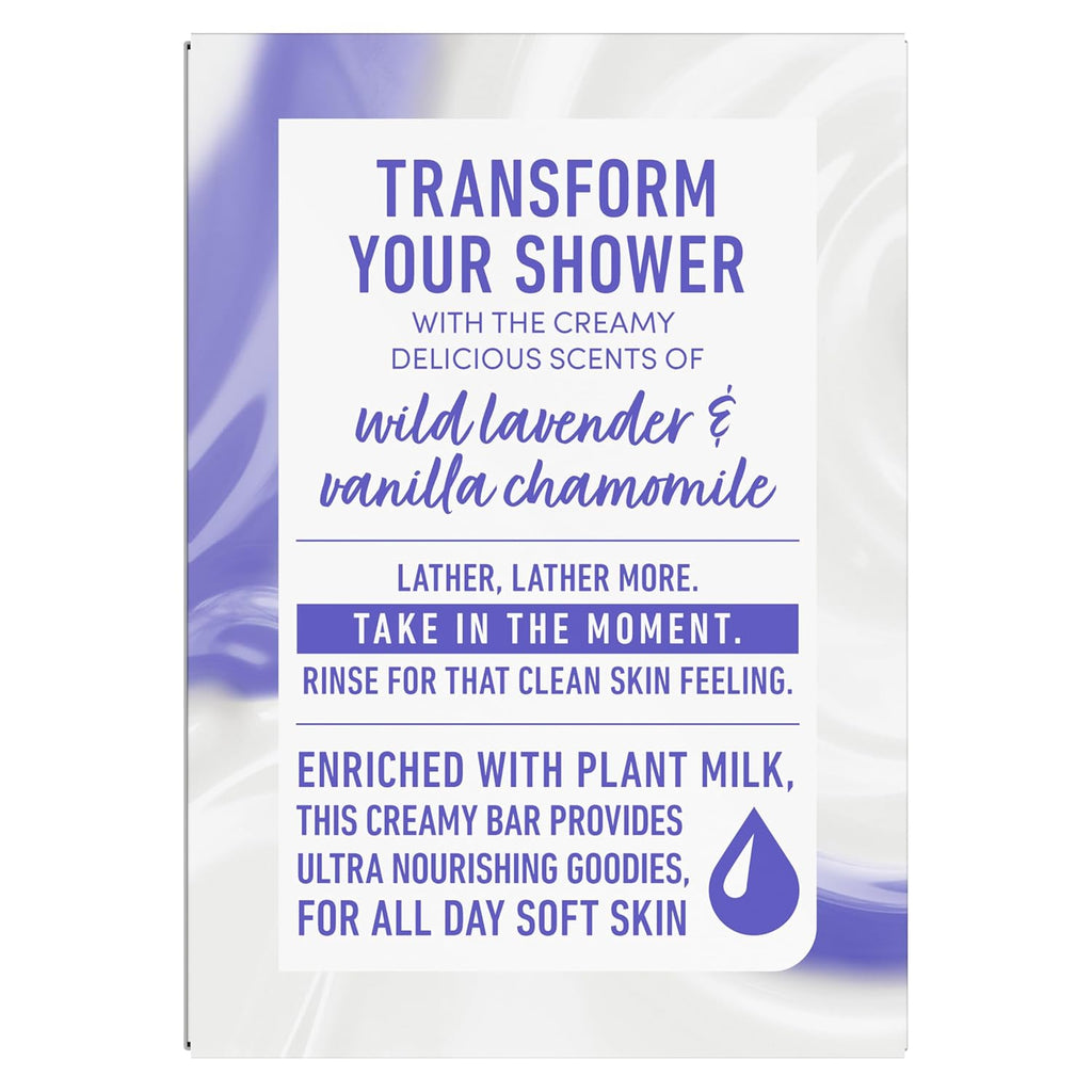 Dove Plant Milk Cleansing Bar Soap Macadamia Milk & Willow Lavender Serenity Seeker 4 Count for Moisturized Skin Gentle Cleanser, No Sulfate Cleansers or Parabens, 98% Biodegradable Formula 5 oz