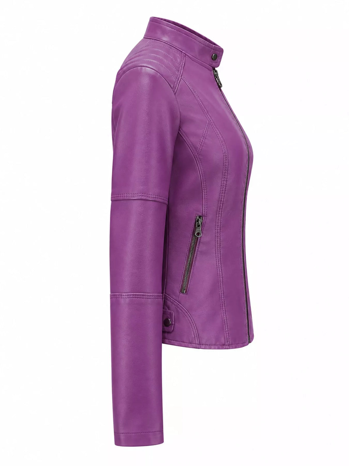 Full Size Slim Fit Faux Leather Moto Jacket Plus Size