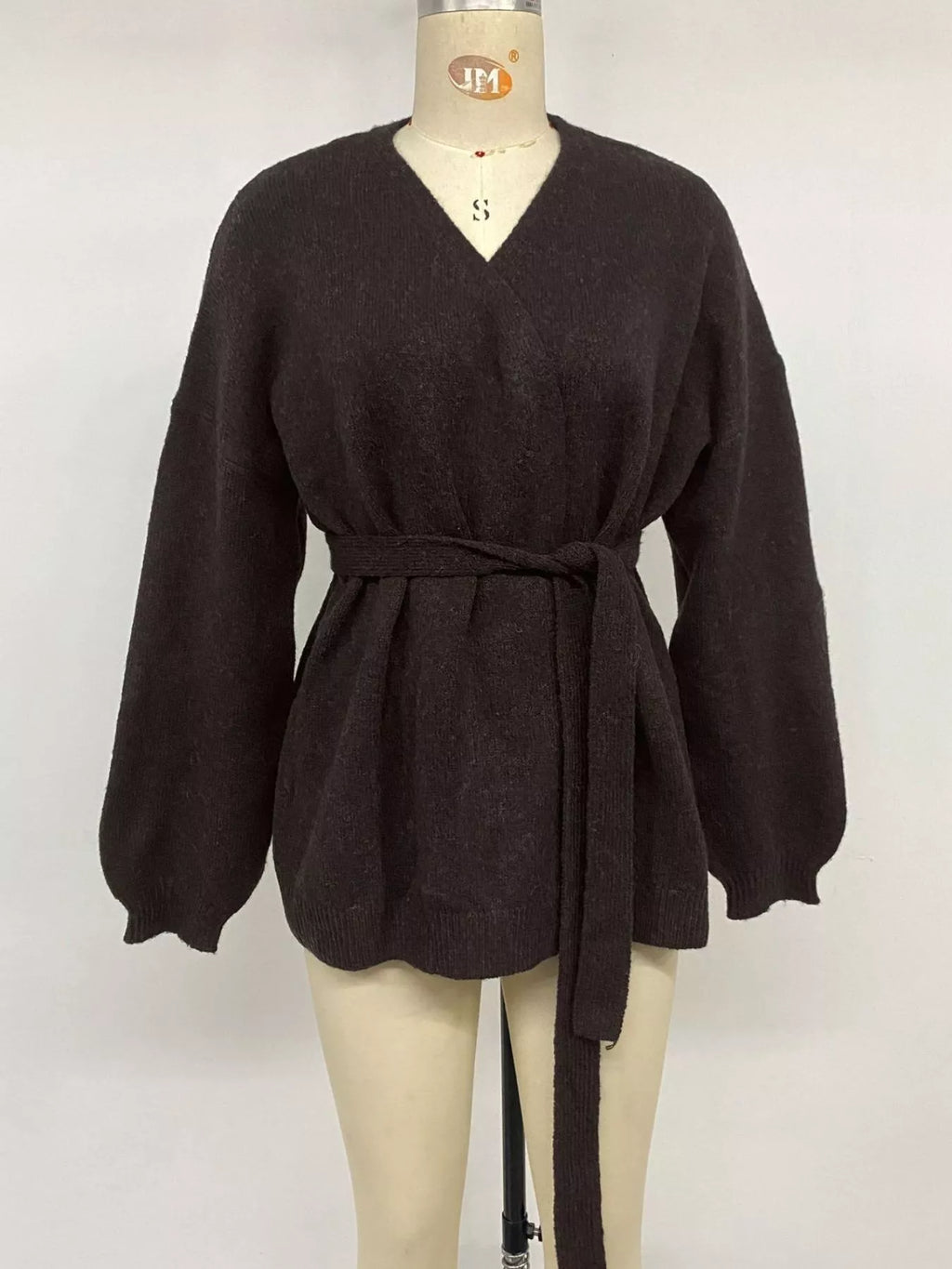 Tie Waist Dropped Shoulder Wrap Cardigan
