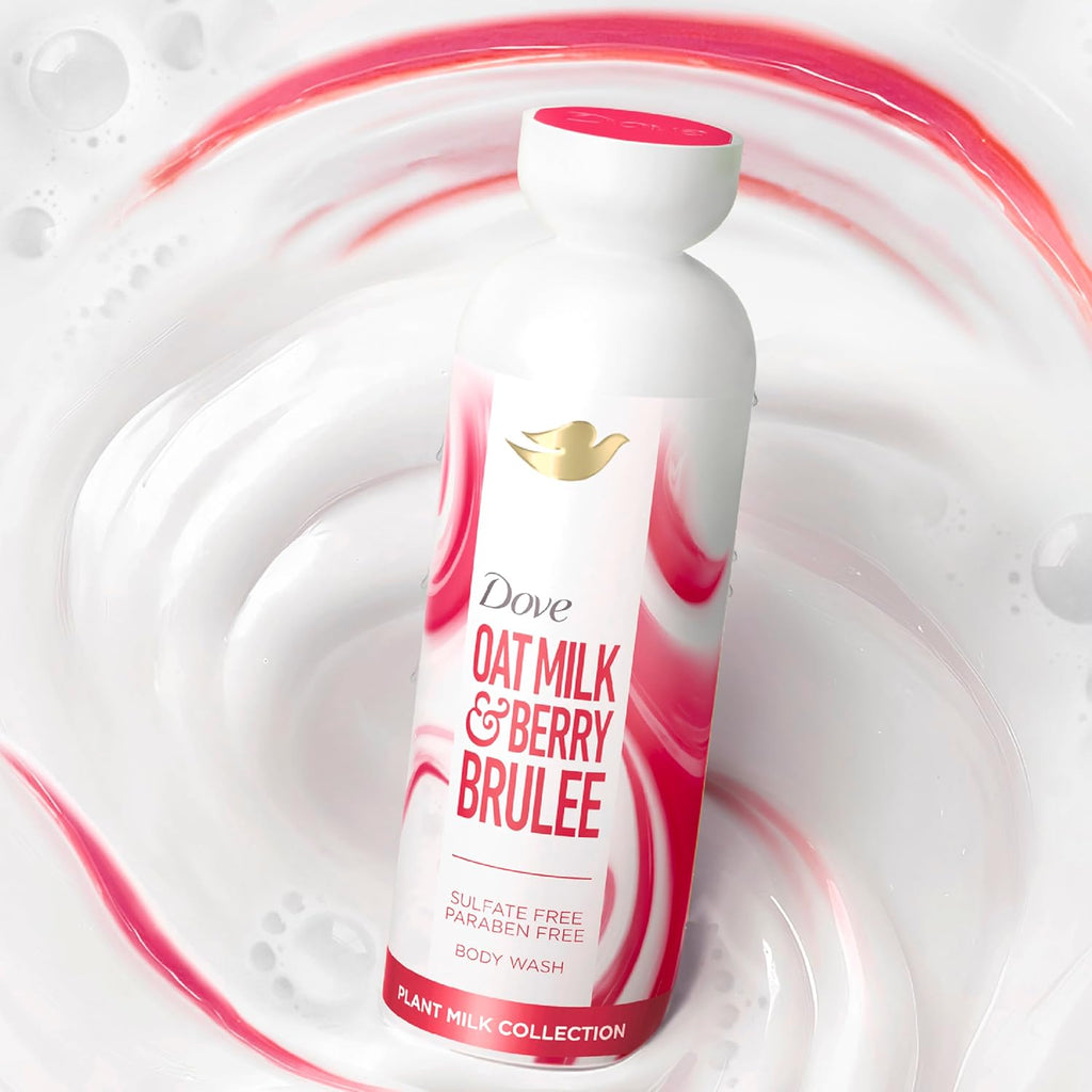 Dove Plant Milk Cleansing Body Wash Oat Milk & Berry Brulee for Moisturized Skin Gentle Cleanser, No Sulfate or Parabens, pH balanced 17.5 fl oz