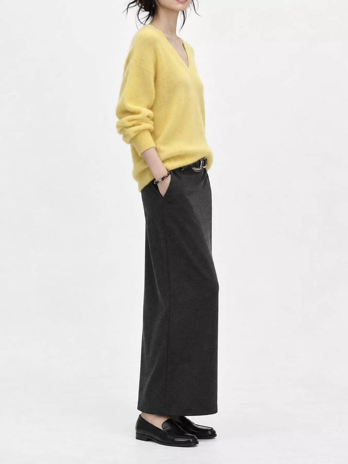 V-Neck Dropped Shoulder Sweater