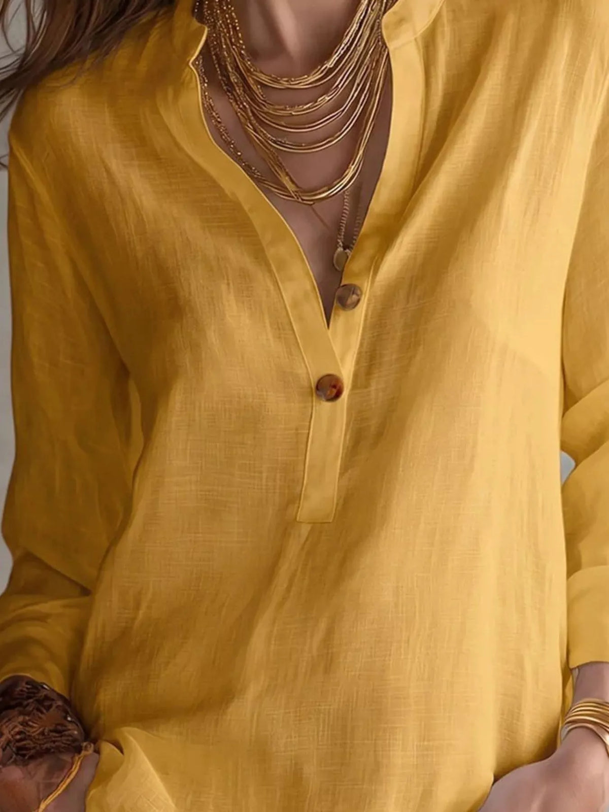 Button Detail Long Sleeve Blouse