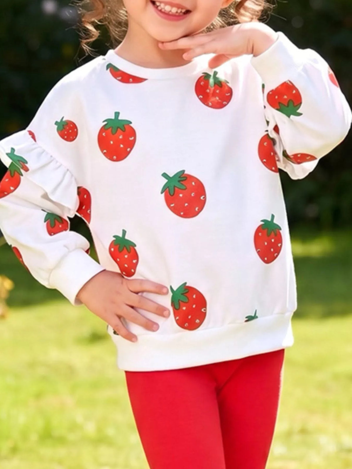 Children's Strawberry Long Sleeve Sweatshirt and Leggings Set
