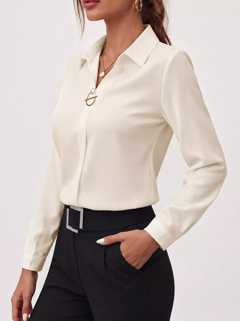 Long Sleeve Satin Blouse