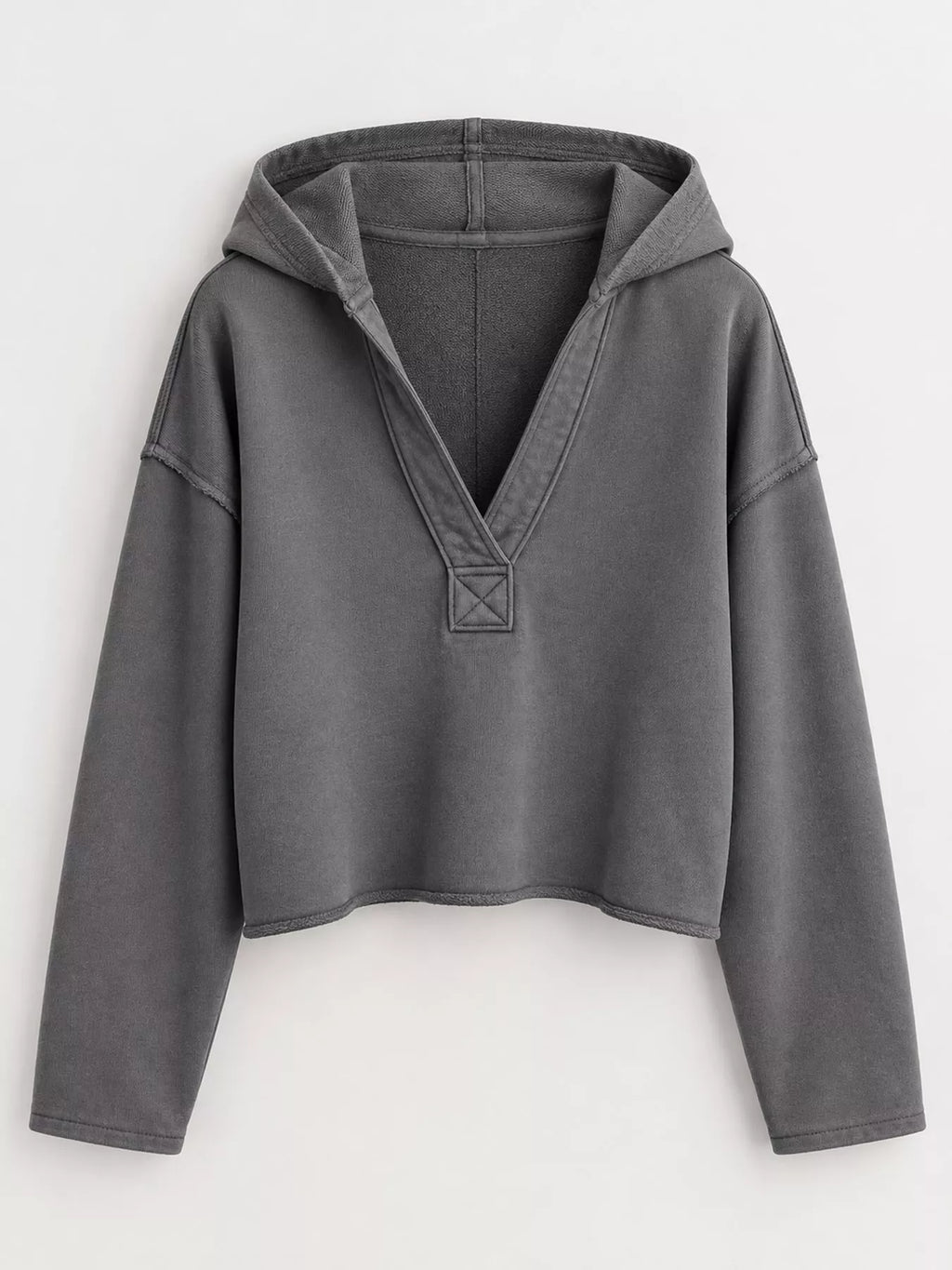 Dropped Shoulder Cropped Hoodie