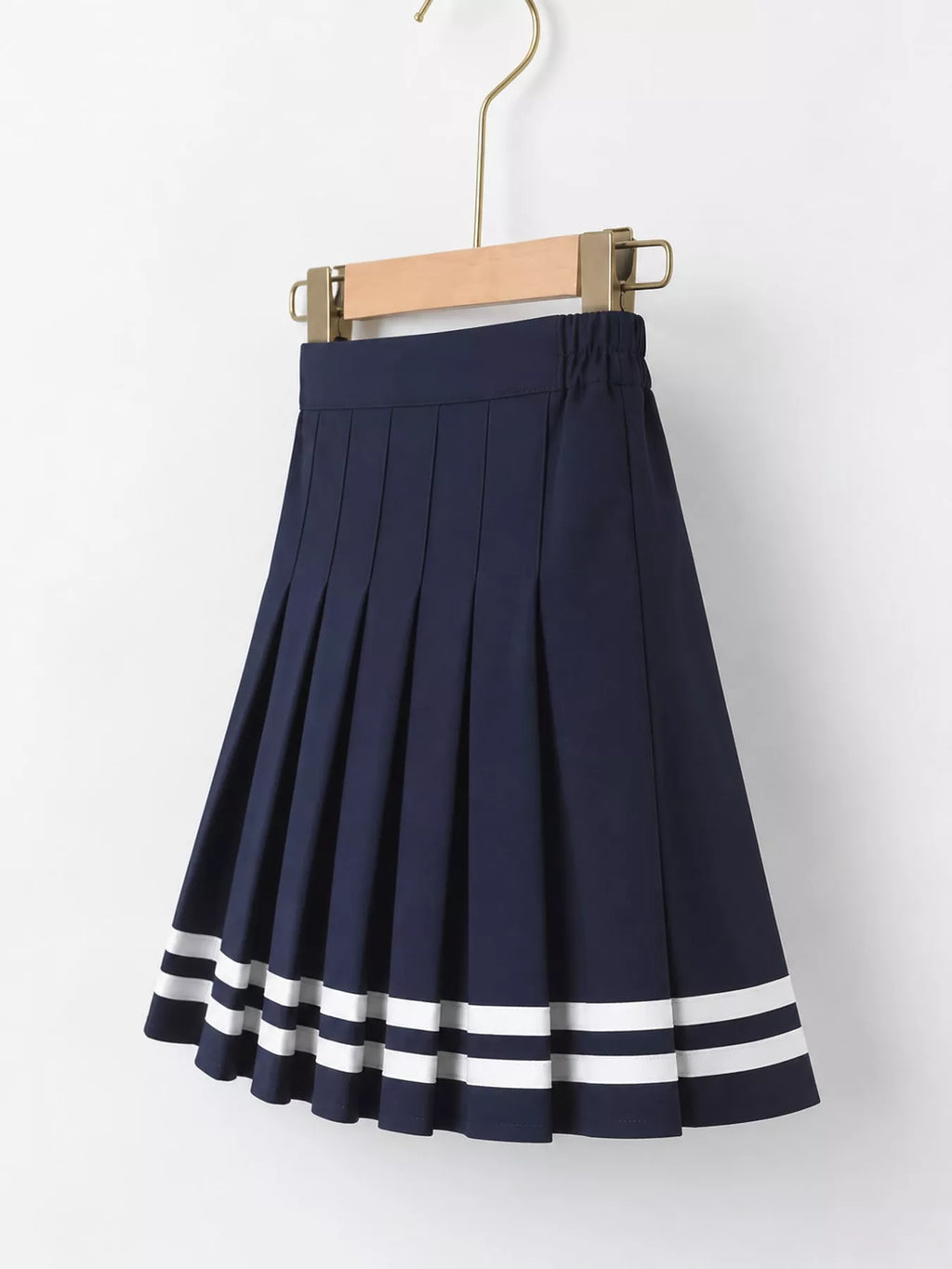 Pleated Striped Skirt