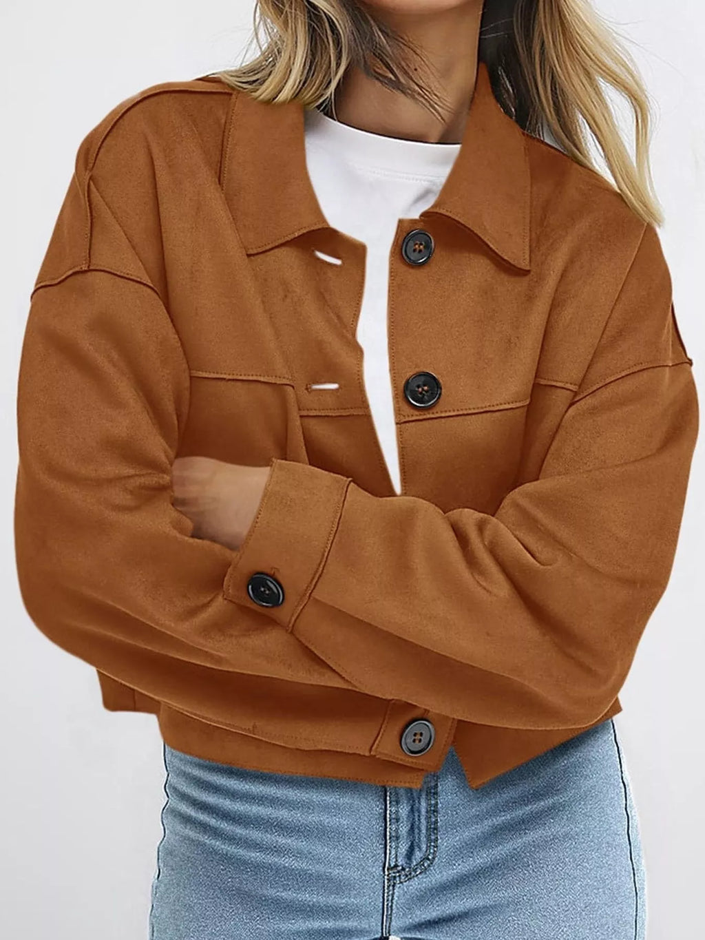 Button-Down Cropped Jacket