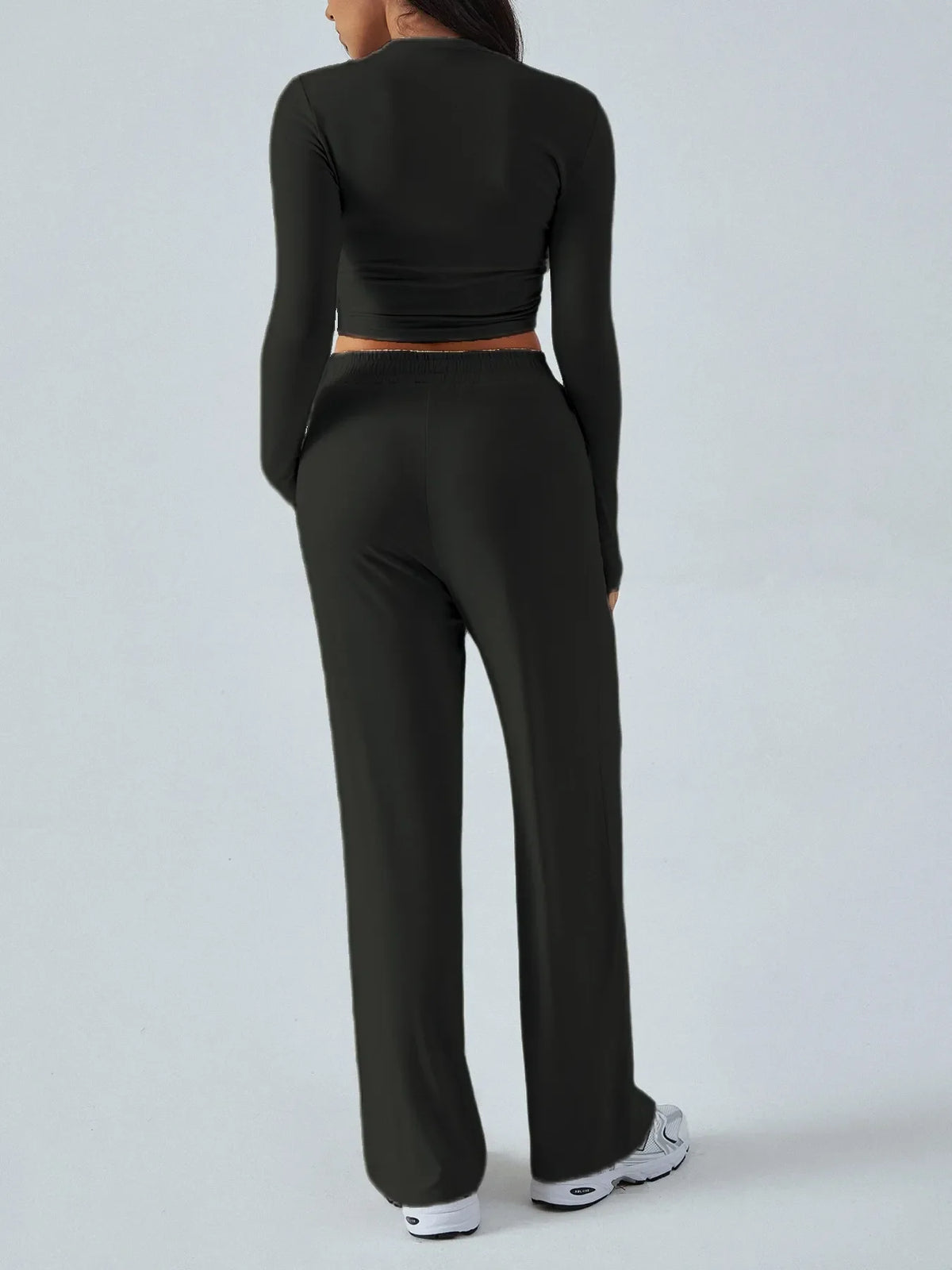 Round Neck Long Sleeve Top and Pants Set